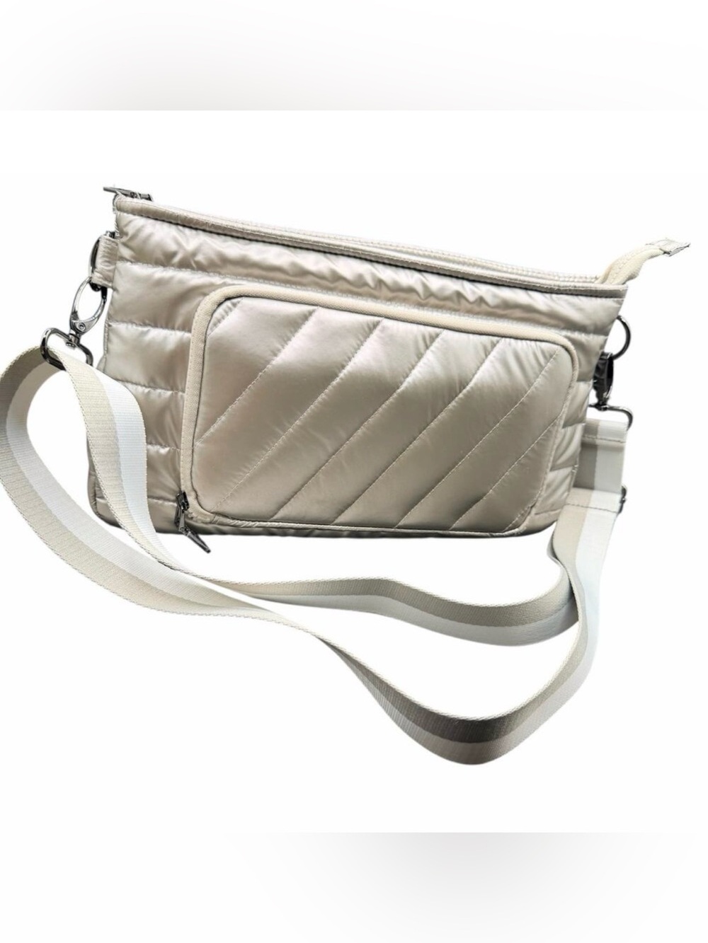 THINK ROYLN Quilted Crossbody Bag - Champagne Silver